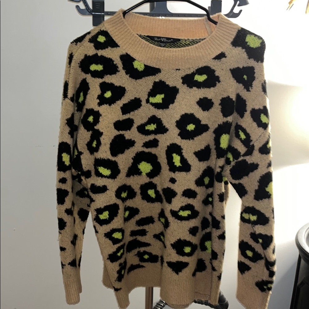 Velvet Heart Wild Fable Leopard Print Sweater - Tan and Black